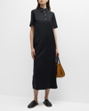 Loulou Studio Bira Midi Polo Shirtdress In Black