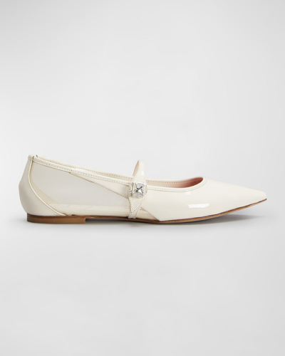 Roger Vivier Cube Mary Jane Ballerina Flats In Offwhite