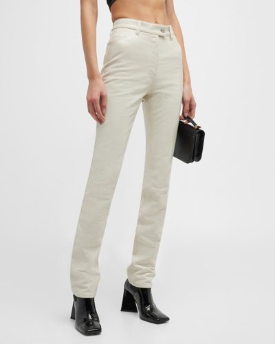 Courrèges Vinyl Adjusted Straight Trousers In Off White