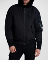 Karl Lagerfeld Men's Reversible Bomber Jacket W/ Faux Fur In Blk/black