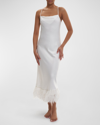 RYA COLLECTION SWAN COWL-NECK FEATHER-TRIM NIGHTGOWN