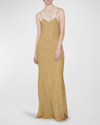 Victoria Beckham Metallic Ribbed-knit Maxi Dress In Gold