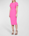 Victoria Beckham Two-way Zip Sheath Midi Dress In Bright Pink