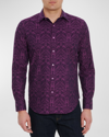 Robert Graham Men's Highland Stretch Cotton Jacquard Sport Shirt In Burgundy