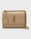 Saint Laurent Sunset Medium Leather Shoulder Bag In Jaune Pale