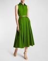 Michael Kors Button-front Poplin Shirtdress In Palm
