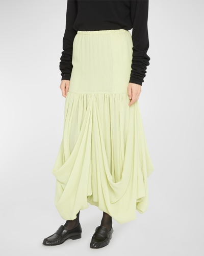 The Row Olwen Draped Pull-on Maxi Skirt In Light Green