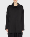 Eskandar Monks Cowl-neck Wool Pullover Top In Black