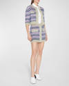 Marni Striped Mohair-blend Miniskirt In Lavender