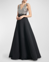 SACHIN & BABI CATERINA PLEATED A-LINE SEQUIN GOWN