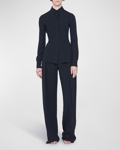 Victoria Beckham Elongated-collar Fitted Shirt In Black