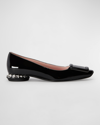 Roger Vivier 25mm Covered Buckle Strass Heel Ballerinas In Black