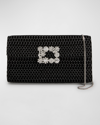 ROGER VIVIER FLOWER BUCKLE QUILTED CHAIN CLUTCH BAG