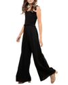 Un Deux Trois Kids' Girl's Smocked Wide-leg Jumpsuit W/ Knotted Straps In Black
