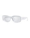 Loewe Two-tone Acetate Inset Oval Sunglasses In White / Silver