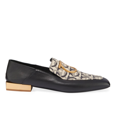 Ferragamo Gancini Mirrored-heel Loafers In Black