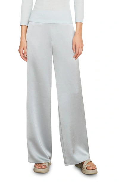 Vince High Waist Satin Wide Leg Pants In Dk Pacific Stone