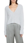 Vince Eyelash V-neck Cardigan In Ice Bay