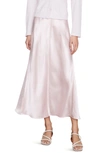 Vince Raw Edge Paneled Satin Slip Skirt In Pink