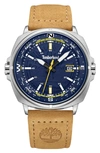 Timberland Men's Williston Three Date Hand Wheat Genuine Leather Strap Watch, 44mm In Wheat