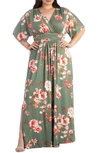 Kiyonna Vienna Maxi Dress In Sage Garden Print