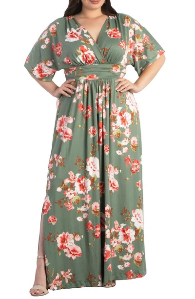 Kiyonna Vienna Maxi Dress In Sage Garden Print