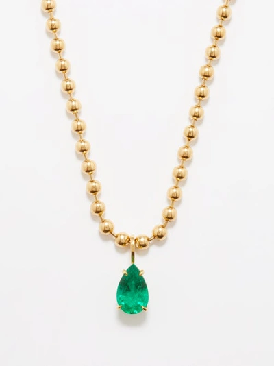 Anita Ko 18-karat Gold Emerald Necklace In Green Multi