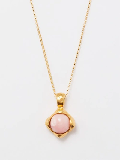 Alighieri The Tramonto Opal 24kt Gold-plated Necklace In Pink Multi