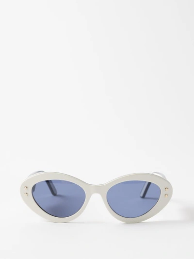 Dior Pacific 54.5mm Butterfly Sunglasses In White/blue Solid