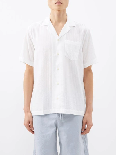 Frescobol Carioca Angelo Seersucker-tencel Voile Shirt In White