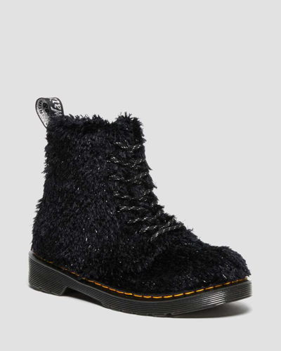 Dr. Martens Junior's 1460 Pascal Tinsel Fur Lace Up Boots In Black