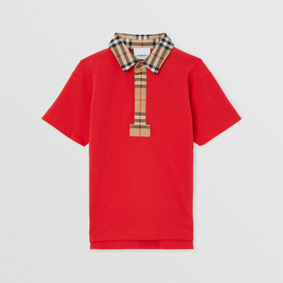 Burberry Kids' Boy's Johane Micro Check Polo Shirt In Bright Red