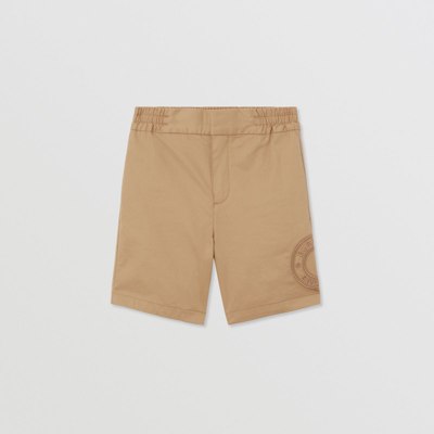 Burberry Boy's Romeo Embroidered Logo Chino Shorts In Archive Beige