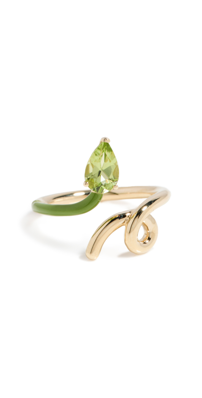 Bea Bongiasca B Half 9-karat Gold, Peridot And Enamel Ring In Green