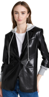 Cinq À Sept Khloe Faux Leather Hooded Jacket In Black Heather Grey