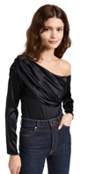 L Agence Hattie One-shoulder Long Sleeve Velvet Top