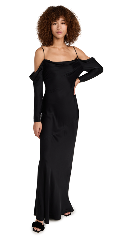 L Agence Juniper Cold-shoulder Cowl-neck Dress In Black