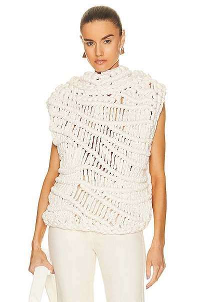 Aisling Camps Sleeveless Macrame Hoodie In Ivory