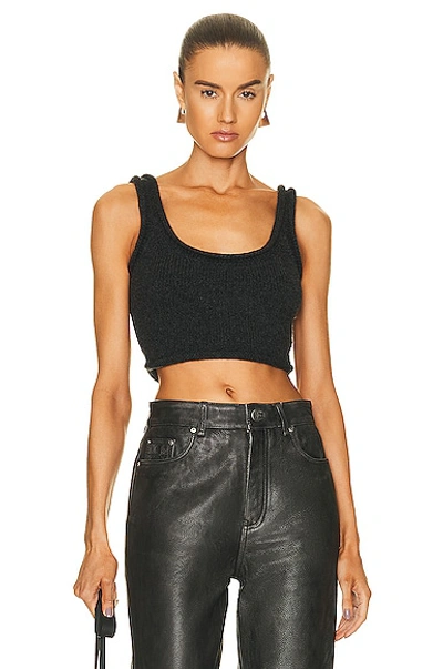 Alexander Wang Compact Knit Tank Bra With Jersey Roll Trims In Charcoal