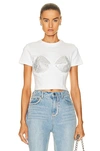 Area Crystal Pyramid Cup Short Sleeve T-shirt In White