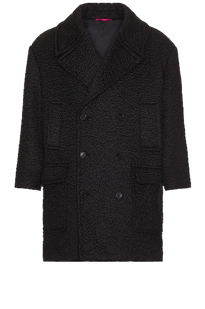 Valentino Double Breasted Coat In Nero