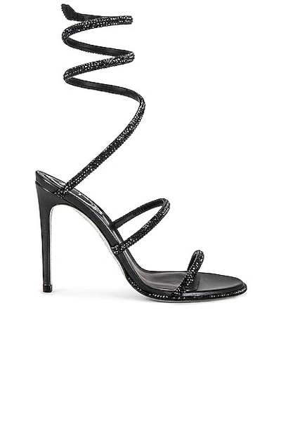 René Caovilla Cleo Leather Embellished Wraparound High-heel Sandals In Black