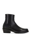 Raf Simons Leather Western Ankle Boots In Black