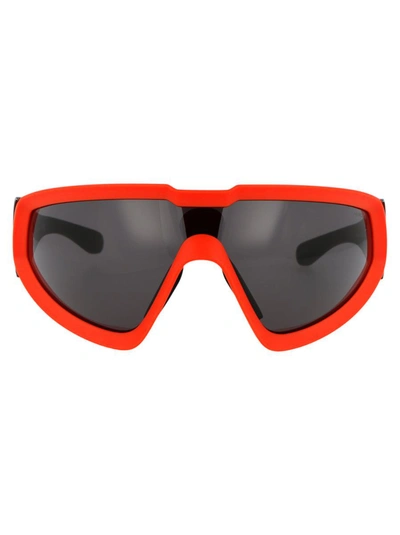 Moncler Eyewear Wraparound Frame Sunglasses In Red