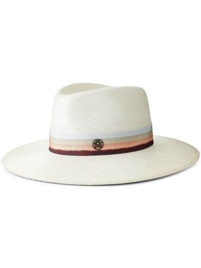 Maison Michel Charles Straw Fedora Hat In Neutrals