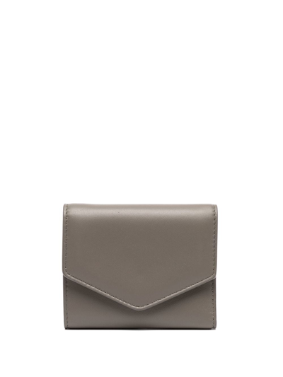 Maison Margiela Four-stitch Leather Wallet In Grey