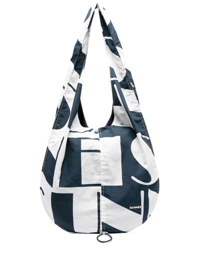 Sunnei Logo-print Tote Bag In Blue