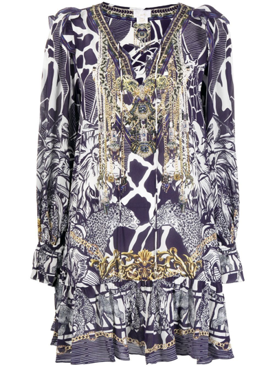 Camilla Ruffled-detail Lace-up Dress In Multicolor | ModeSens