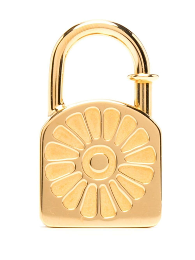 Pre-owned Hermes 1994  Sunflower Cadena Lock Bag Charm In Gold