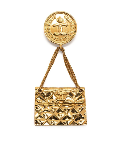 Pre-owned Chanel 1993 Gold-plated Handbag Brooch